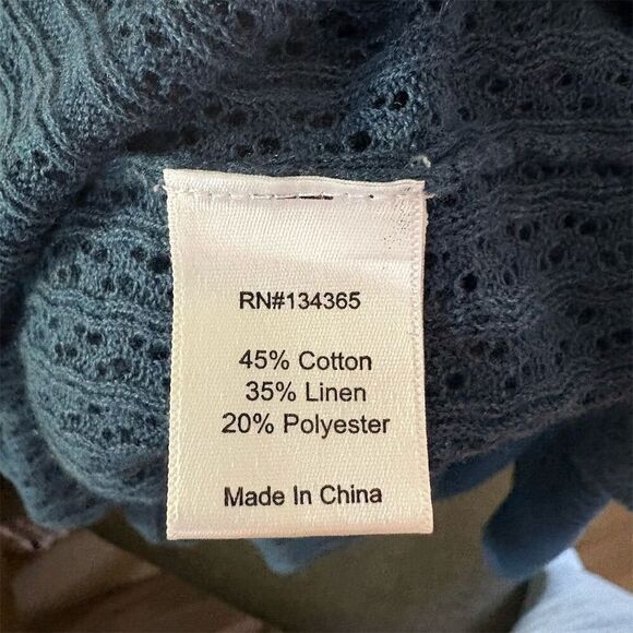 Sigrid Olsen Women's Blue Linen Blend Open Cardigan Sweater Size S 3/4 Sleeve - Picture 6 of 6